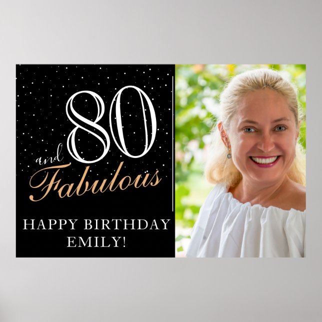 80 und fabelhaftes Black 80 th Birthday Party Foto Poster (Vorne)