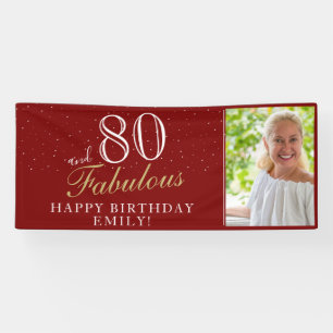 80 und fabelhaftes Elegant Red 80. Geburtstag Foto Banner