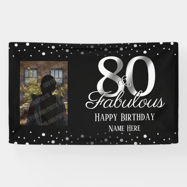 80 und Fabulous Birthday Confetti Foto Banner (Horizontal)