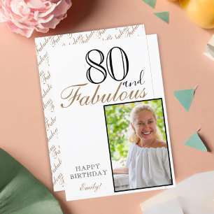 80 und Fabulous Elegant Happy Birthday Foto Karte