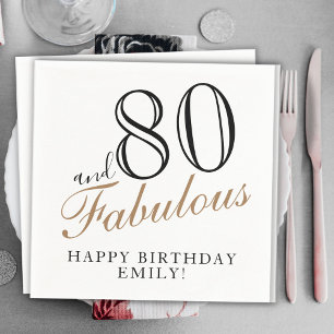 80 und Fabulous Elegant Script 80. Geburtstag Serviette