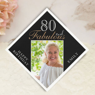 80 und fabulous Elegant Script Foto 80. Geburtstag Serviette