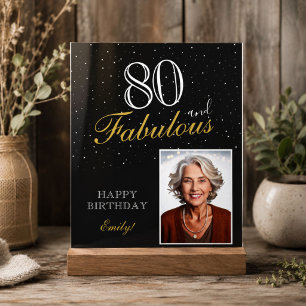 80 und Fabulous Elegante schwarze Geburtstagsfoto Acrylschild