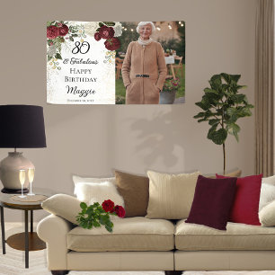 80 und Fabulous Glam Rose Floral Geburtstagsparty Banner