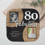 80 und fabulous Gold Glitzer 2 Foto 80. Geburtstag Pappteller<br><div class="desc">80 und fabulous Gold Glitzer 2 Foto 80. Geburtstag Party Papier Teller. Fügen Sie Ihre Fotos hinzu - Sie können ein altes und neues Foto verwenden. Geben Sie Ihren Namen und Ihr Alter ein.</div>