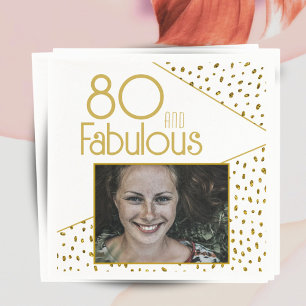 80 und fabulous Gold Glitzer Foto 80. Geburtstag Serviette