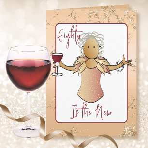 80 und Fabulous weiblicher Cartoon-Roségold-Geburt Karte