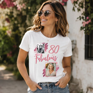80 und Fantastisch Rosa Glitter 2 Foto 80. Geburts T-Shirt