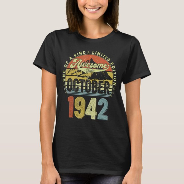 80 Year Old Awesome Since October 1942 80th Birthd T-Shirt (Vorderseite)