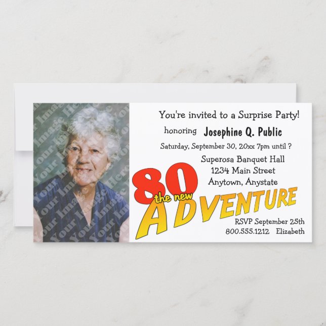 80e anniversaire Aventure Party Photo Invitation (Devant)