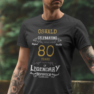 80e anniversaire Black White Gold Mens T-shirt