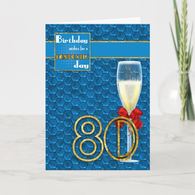 80e anniversaire - Carte d'anniversaire géométriqu (Devant)