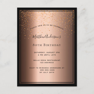 80e anniversaire fête bronze brun noir invitation