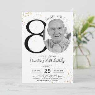 80e anniversaire Gold Invitation Card Photo