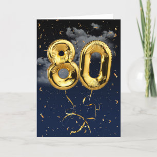 80e Anniversaire Gold Mylar Balloon et carte Confe