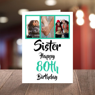 80e anniversaire heureux soeur carte photo collage