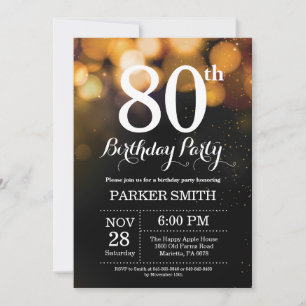 80e anniversaire Invitation Gold Parties scintilla
