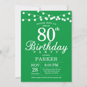 80e anniversaire Invitation verte