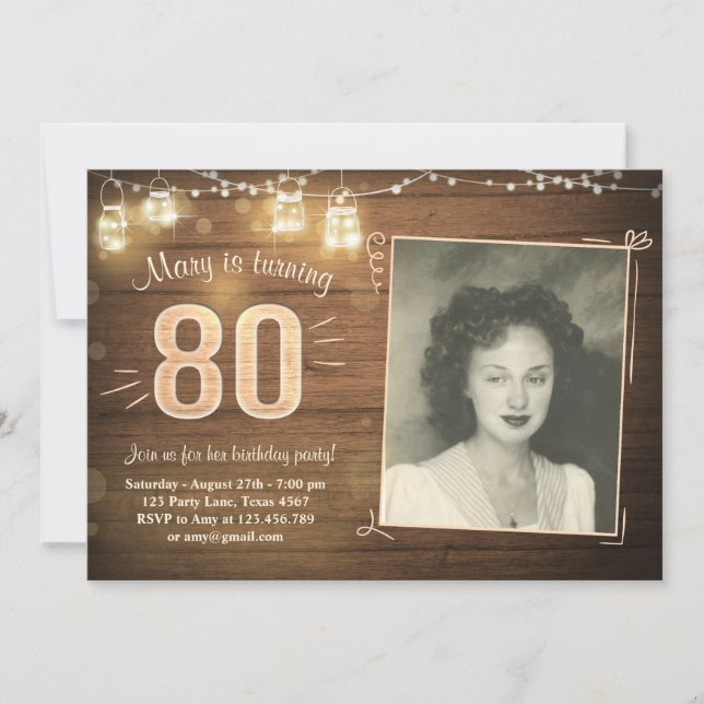 80e anniversaire Invitation Vintage 80e anniversai (Devant)