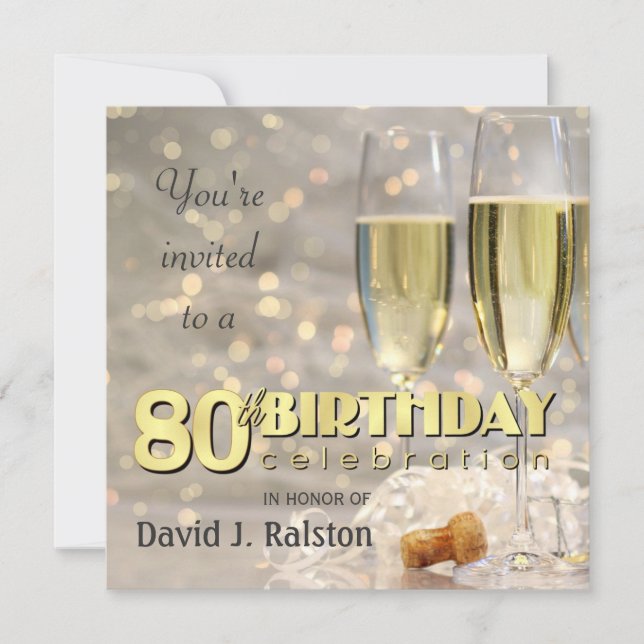80e anniversaire - Invitations personnalisées (Devant)