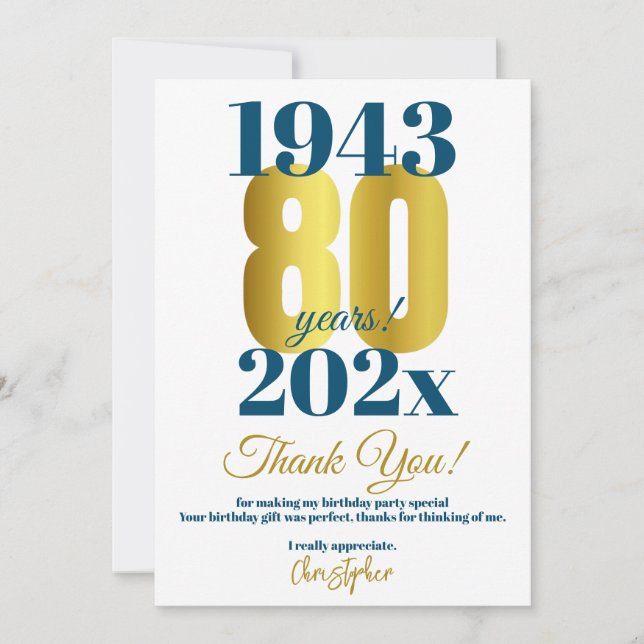 80e anniversaire Merci de fête (Devant)