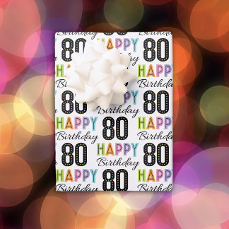 80e anniversaire Papier d'enveloppement de typogra