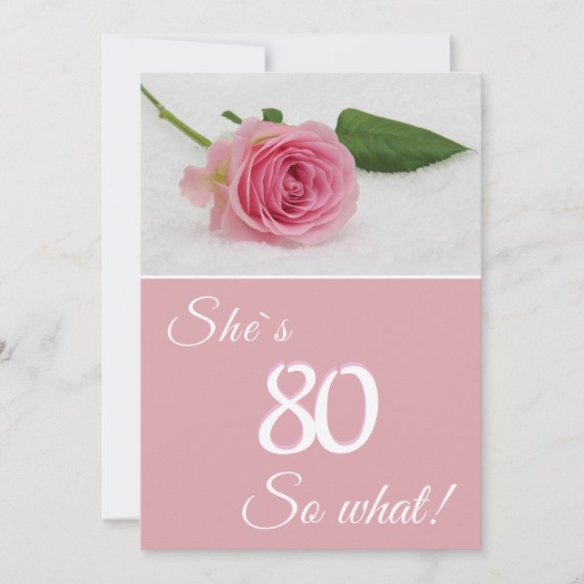 80e anniversaire pour sa carte de motivation rose (Devant)
