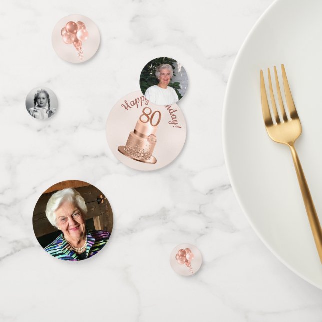 80e anniversaire Rose Gold Cake photo Confetti (Groupe)