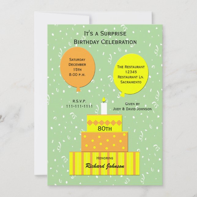 80e Invitation de fête d'anniversaire surprise (Devant)