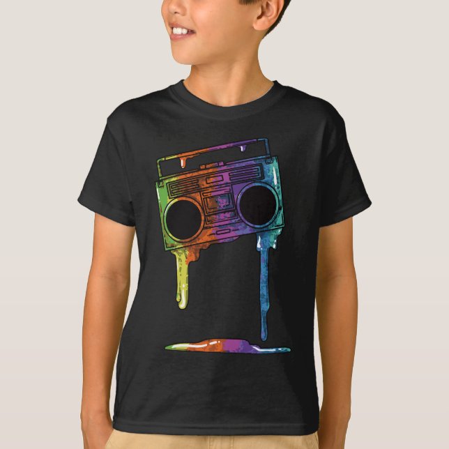 80er & 90er Jahre Old School Boombox Music Hip Hop T-Shirt (Vorderseite)