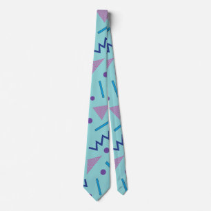 80er 90er Memphis Stil geometrisch blau Krawatte