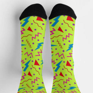 80er 90er Memphis-Stil geometrisch gelb Socken