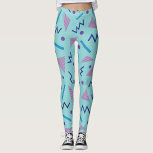 80er 90er Memphis-Stil geometrisches Blau Leggings