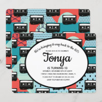 80er 90er Party Retro Cassette Throw Back Einladun