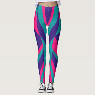 80er 90er Retro Abstraktes Wellen-Design Leggings