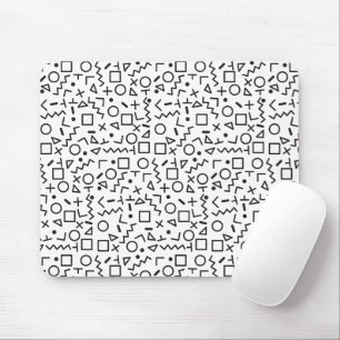 80er 90er Schwarz-Weiß-Retro-Formen-Muster Mousepad