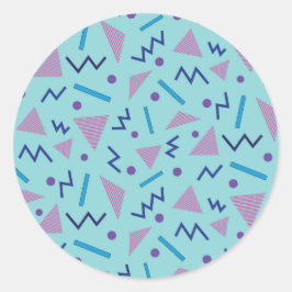 80er 90s Memphis-Stil Geometric Blue Runder Aufkleber