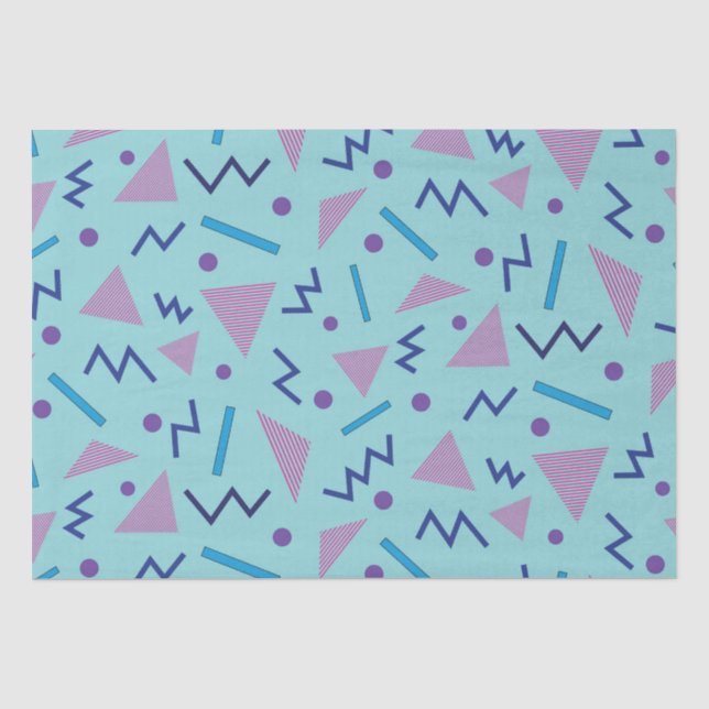 80er 90s Memphis-Stil geometrisch blau Seidenpapier (Vorderseite)