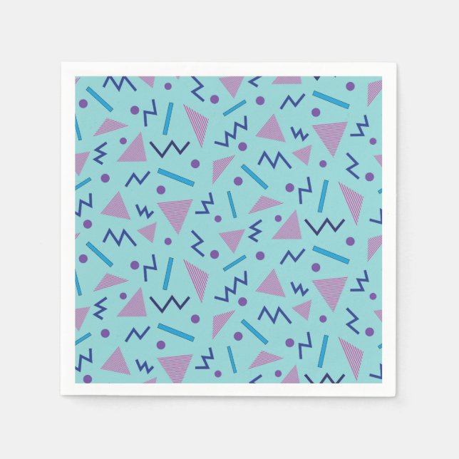 80er 90s Memphis-Stil geometrisch blau Serviette (Vorderseite)
