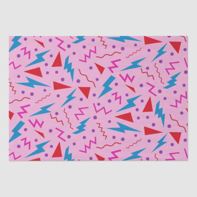 80er 90s Memphis-Stil geometrisch Rosa Seidenpapier (Vorderseite)