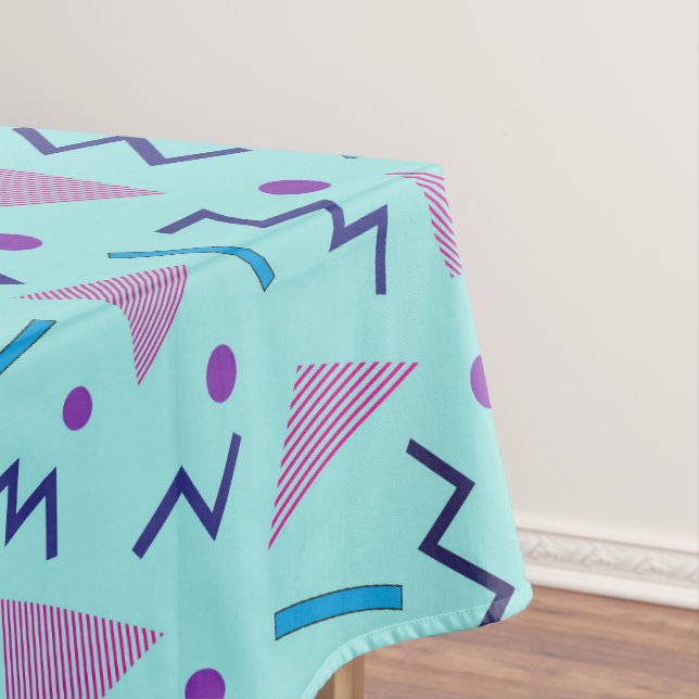 80er 90s Memphis Style Geometric Blue Tischdecke (Beispiel)