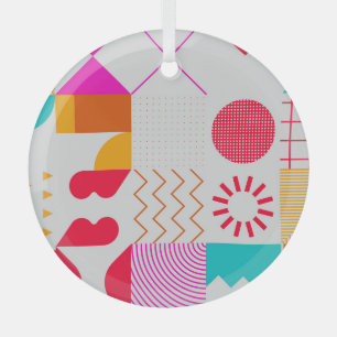 80er-90s Trendy Geometric Background Ornament Aus Glas