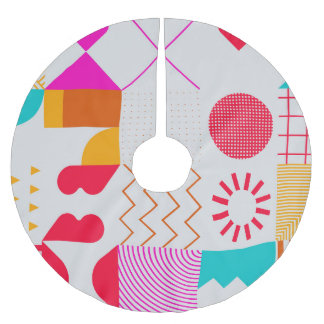 80er-90s Trendy Geometric Background Polyester Weihnachtsbaumdecke