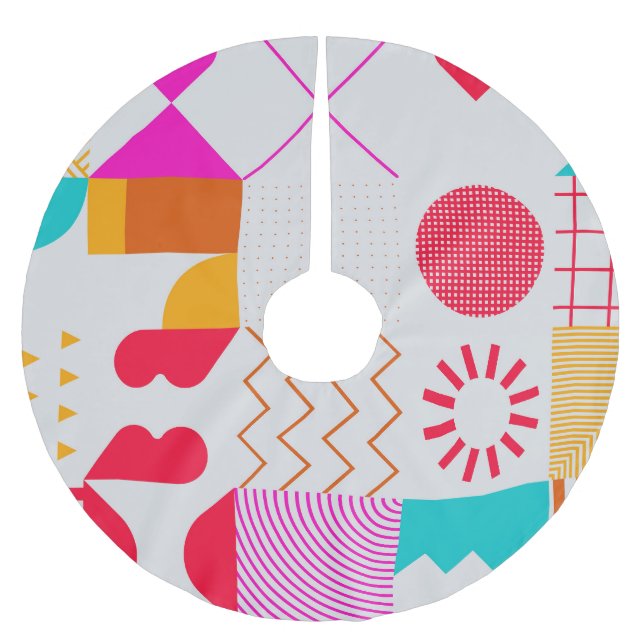 80er-90s Trendy Geometric Background Polyester Weihnachtsbaumdecke (Vorderseite)