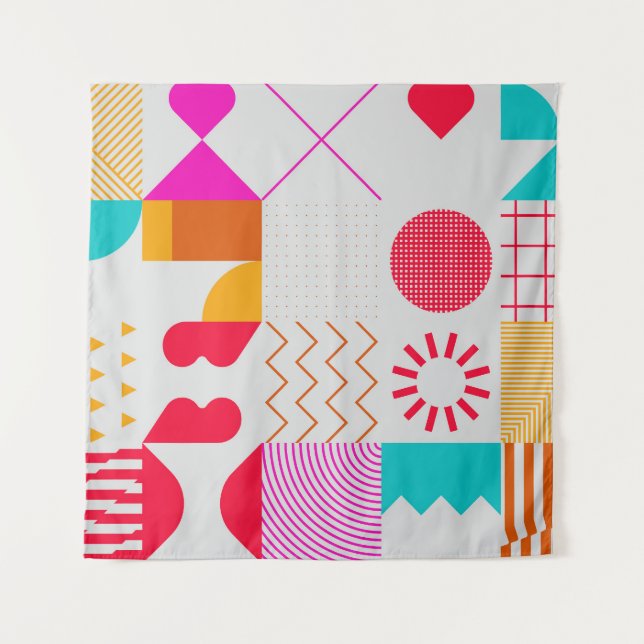 80er-90s Trendy Geometric Background Wandteppich (Vorderseite)
