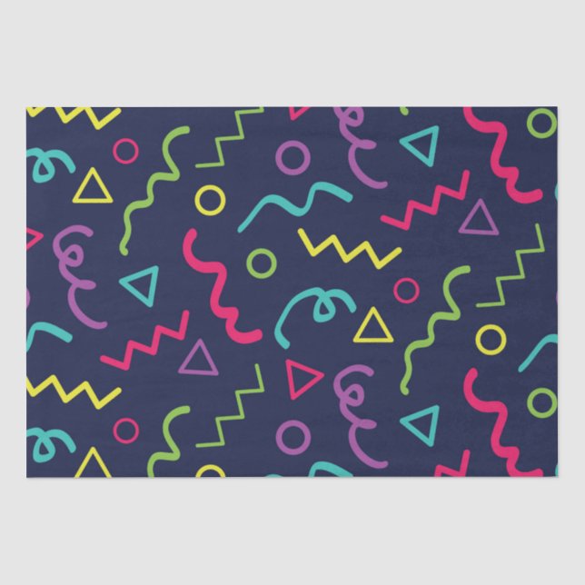 80er achtziger Retro-Party neonale Memphis Muster Seidenpapier (Vorderseite)