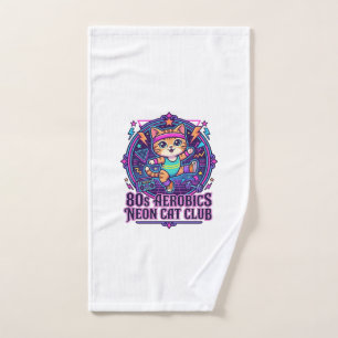 80er Aerobics Neon Katze Lustiges Katzenliebhaber- Handtuch