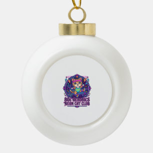 80er Aerobics Neon Katze Lustiges Katzenliebhaber- Keramik Kugel-Ornament