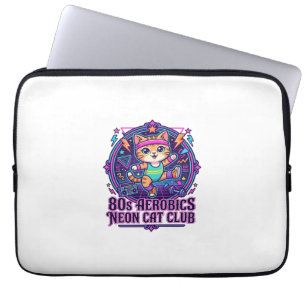 80er Aerobics Neon Katze Lustiges Katzenliebhaber- Laptopschutzhülle