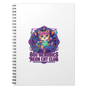 80er Aerobics Neon Katze Lustiges Katzenliebhaber- Notizblock